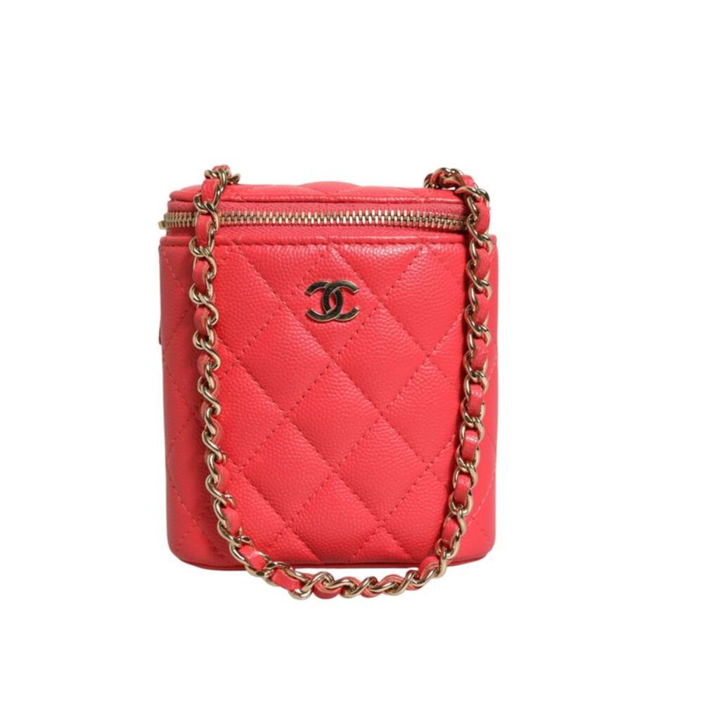 Chanel Red Caviar Quilted Small Vertical Coco Beauty Vanity Case with Women's - Picture 1 of 6